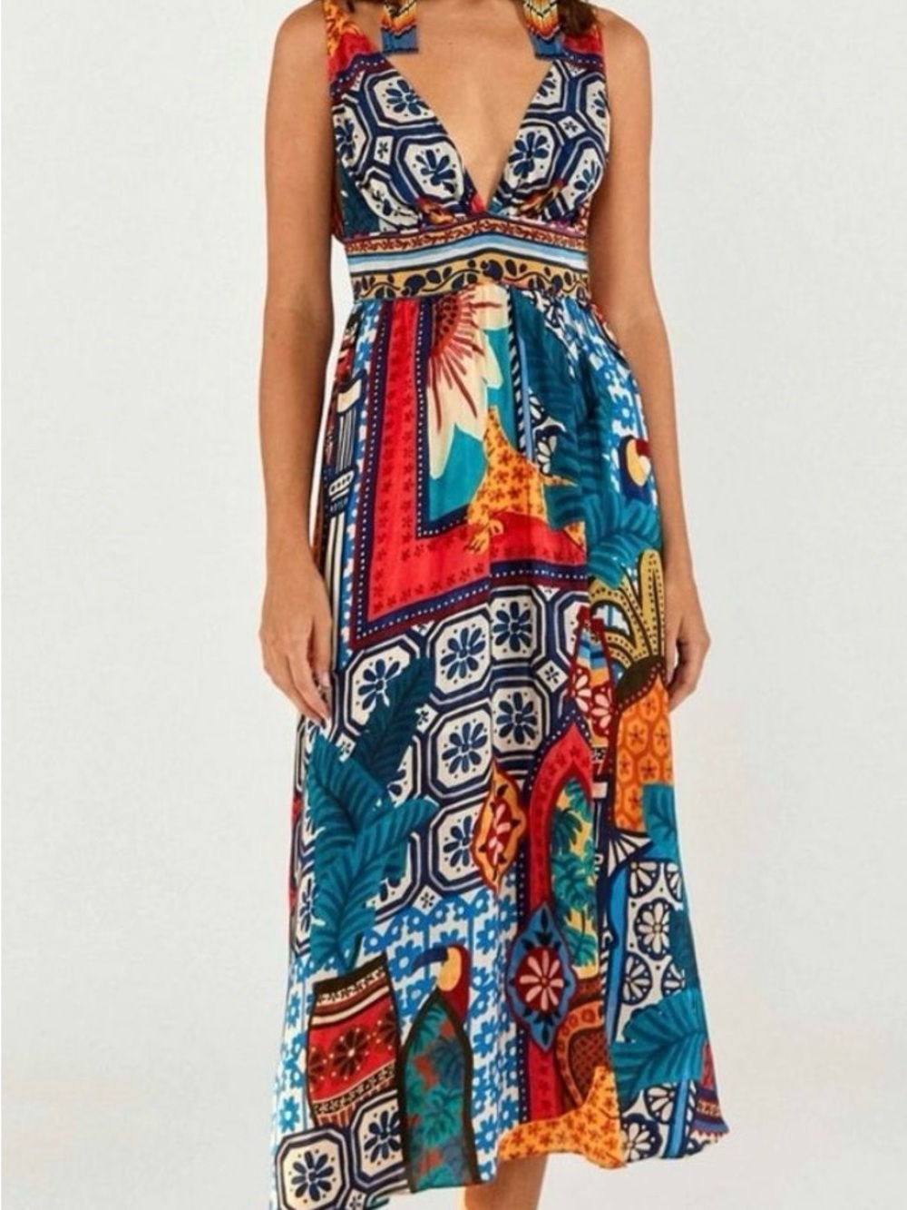 FARM Rio Forest Tiles Midi Dress, NWT, Small